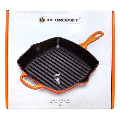 Le Creuset Signature Square Enameled Cast Iron Skillet Grill, 10.25, Licorice
