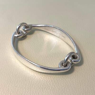 Estate Hans Hansen Denmark Sterling Silver Modernist Torque Handmade Heavy Brace View 3