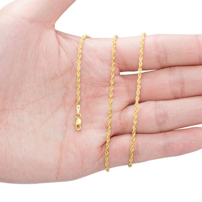 14K Yellow Gold Diamond Cut Rope Chain Necklace 1.5mm - 5mm, Men Women 16"- 30"