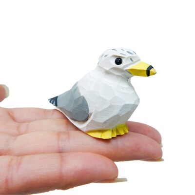 Seagull Figurine Handmade Mini Albatross Bird Statue Carve Decor Garden Sculpt