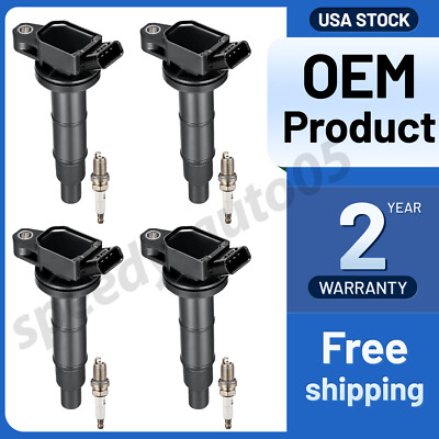 4 spark plugs & Ignition coil packs UF333 for 2002-2011 Toyota Camry 2.4L
