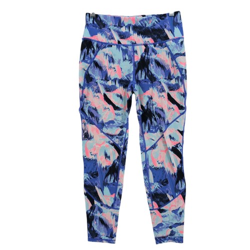 SWEATY BETTY Leggings Colorful Blue Pink Black Ankle Cropped Stretch Size SMALL