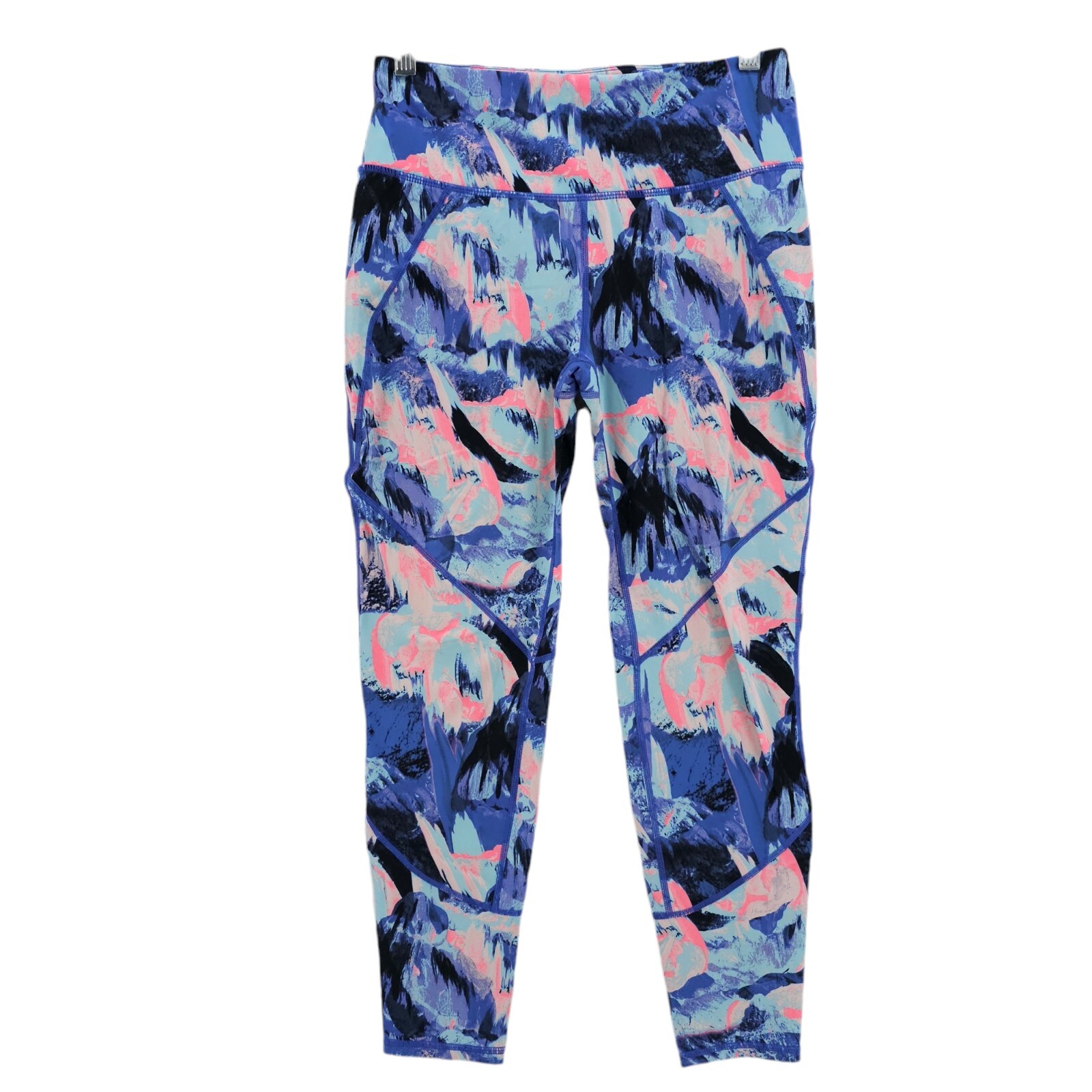 SWEATY BETTY Leggings Colorful Blue Pink Black Ankle Cropped Stretch Size SMALL