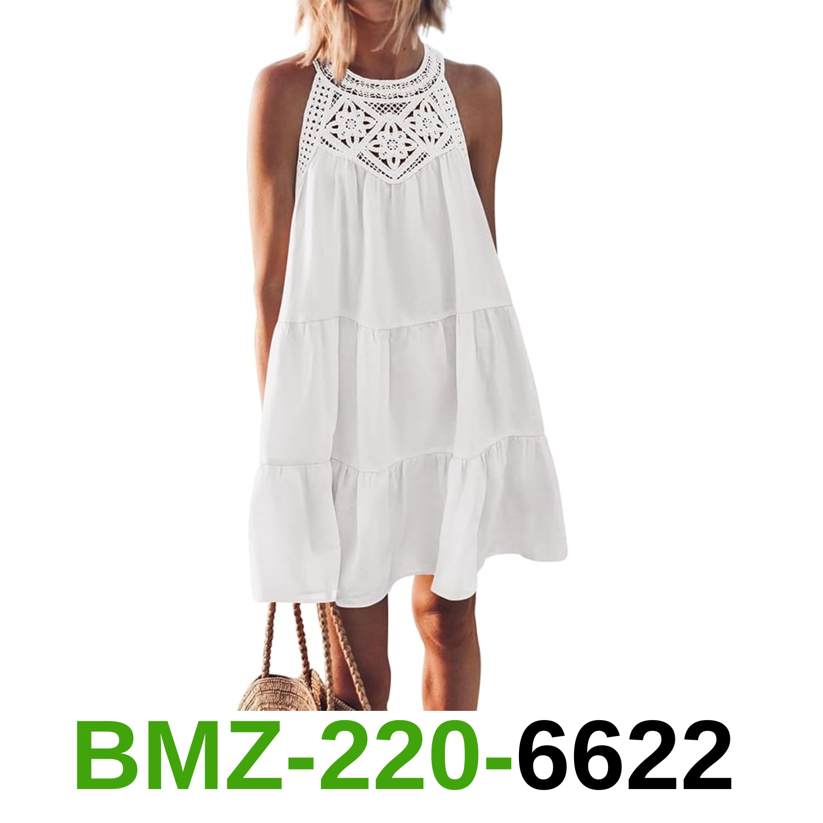 BTFBM Women Summer Halter Dresses Casual Spring 2025 Sleeveless A-Line Tiered, L