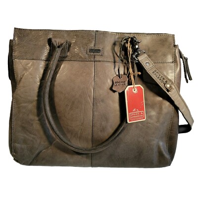 Spikes and Sparrow Addison Gray Leather Large Tote Computer Bag
