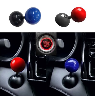 Car Push to Engine Start Stop Button Blue Red Metal Cover Pull Lever Joystick