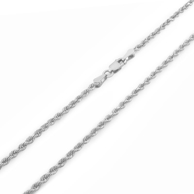 Pre-owned Nuragold 14k White Gold 2.5mm Diamond Cut Rope Italian Chain Pendant Necklace Womens 18"