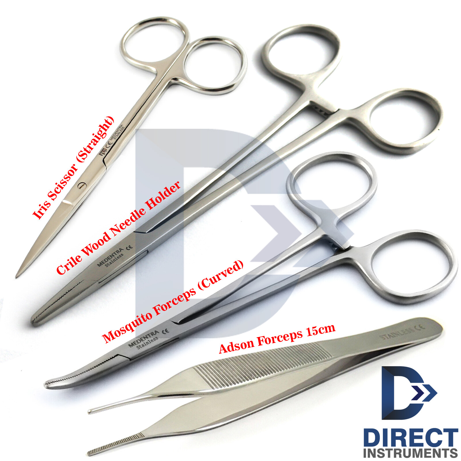 4Pcs Suture Removal Kit Needle Holder Thumb Forceps Scissors Surgical