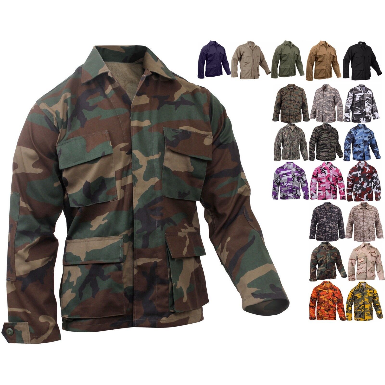BDU Shirt Tactical Military Uniform Army Coat Camouflage Arm