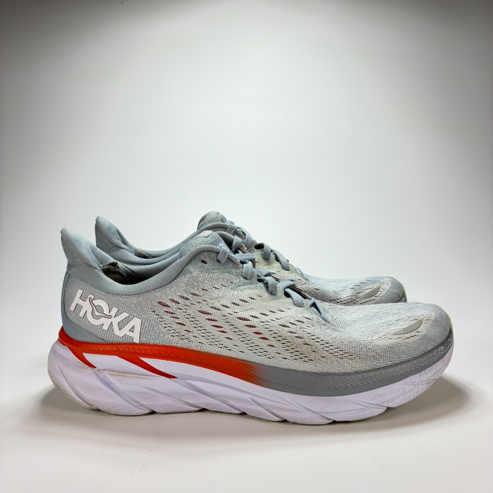 Hoka One One Clifton 8 Gray Lace Up Running Shoes