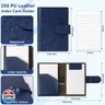 Blue Index Card Holder PU Leather 3x5 Note Card Holder Wallet Portable Pocket Notepad with Pen Holder Magnetic Index Card Case with Card Solt 20 Pcs Ruled Note Cards For Record Meetings (No Pen)