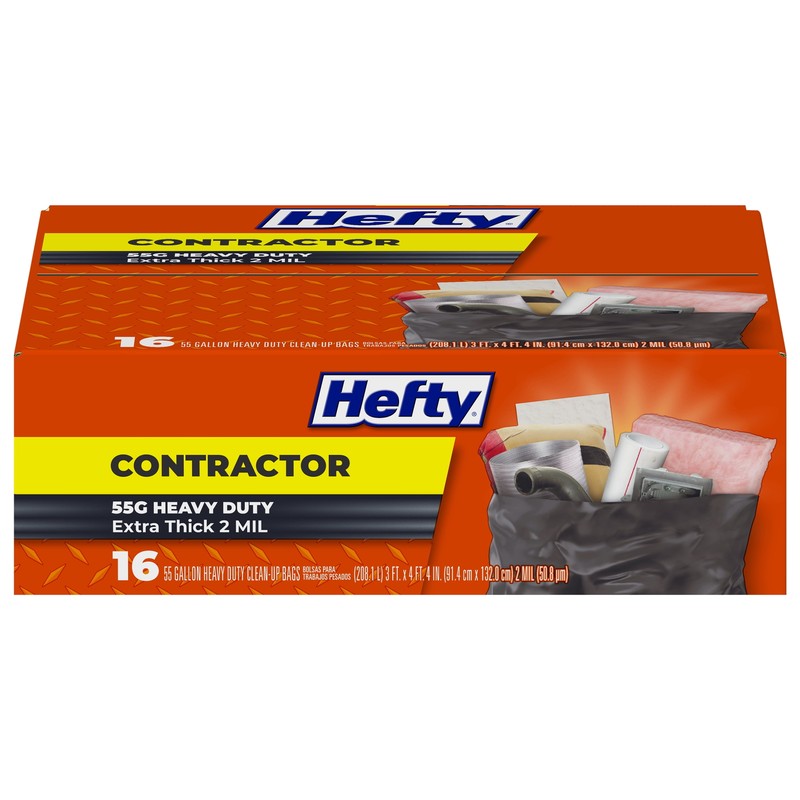 Heavy Duty Contractor Extra Large Trash Bags, 55 Gallon, 16 Count