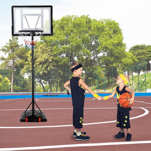 Portable Basketball Hoop Goal System Adjustable Height PVC Backboard Outdoor