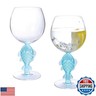 Supreme Housewares Fish Stem Wine Glasses, Blue Fish-Shaped Reusable Shatterproof Acrylic Glass for Red or White Wine, Poolside, Outdoors, Parties, 18 oz, Set of 2
