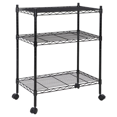 3 Tires Wire Rack Unit Shelving Rolling Kitchen Cart Adjustable Storage 4 Wheels
