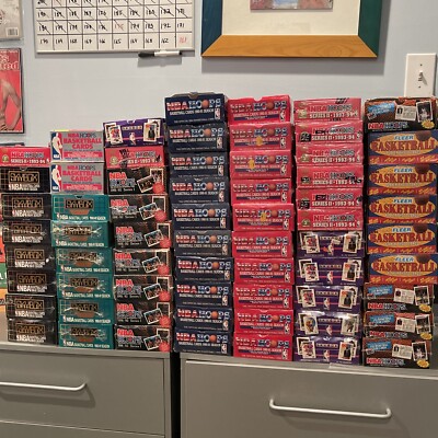 Huge Lot of 55 Unopened Old Vintage NBA Basketball Cards in NEW Sealed Packs