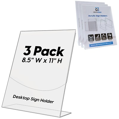Acrylic Desktop Paper Sign Holders for US Letter 8.5x11 Inches Paper