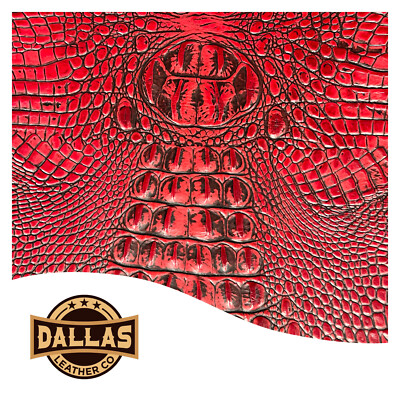 Embossed Leather Cuts | Alligator Red | Pre-Cut Sheets Select Size | DLCo