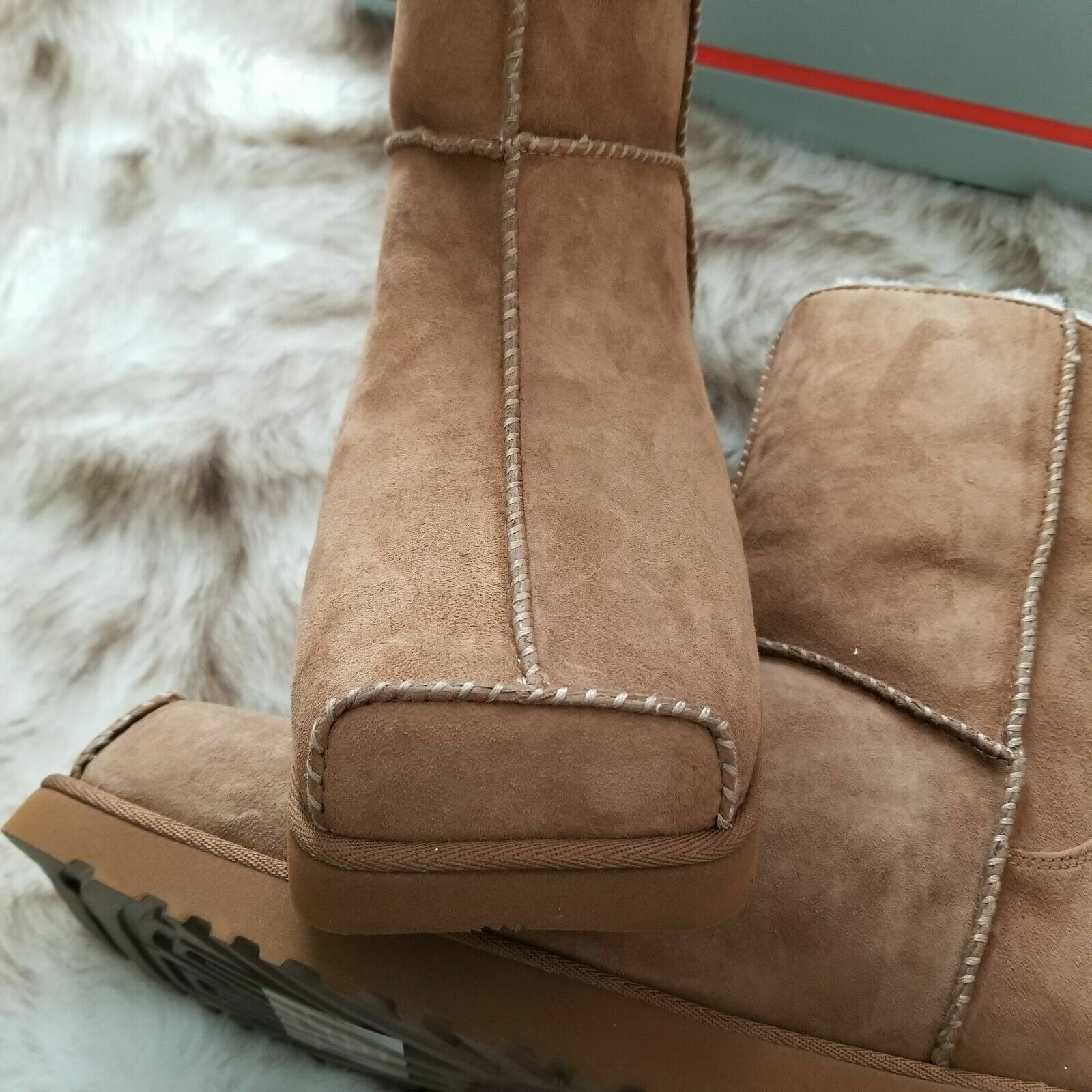 Pre-owned Ugg X Eckhaus Latta Men's Square Toe Shearling Boots Brown Select Size Msrp $525