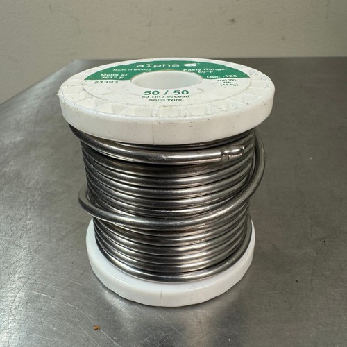 Vintage ALPHA 51393 50/50 Tin / Lead Solder w/ Spool .125 Dia - 1.12 Pounds