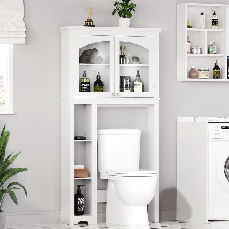 Wooden Over the Toilet Bathroom Storage w/3 Adjustable Shelf