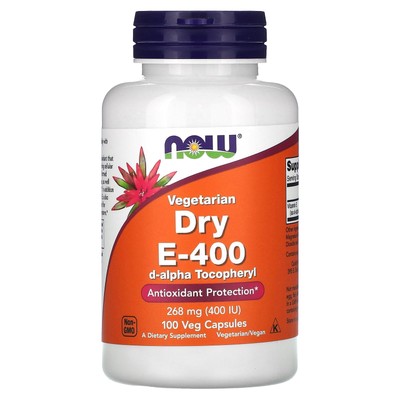 Now Foods Dry E-400 Vegetarian 100 вегетарианских капсул с гарантией качества GMP, веганский,