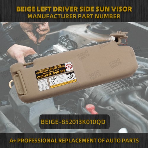 Sun Visor Beige Left Driver Side For 2006-2008 Hyundai Sonata 852013K010QD