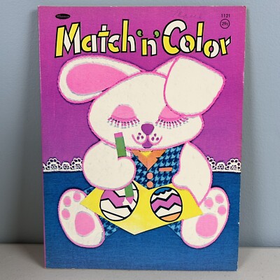 Vtg 60s Whitman Match And Color Easter Coloring Book-Unused-1968 Carol Horzempa