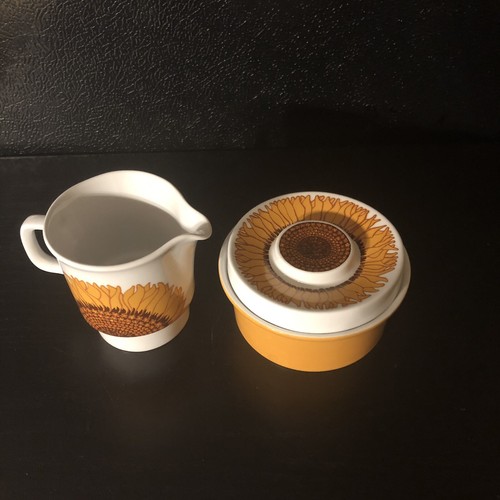 Egersund Norway Solsikke Sunflower Creamer And Sugar Bowl Korulen 73