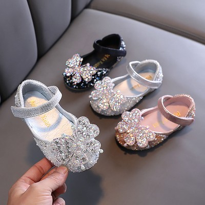 Girls silver flower shop girl shoes