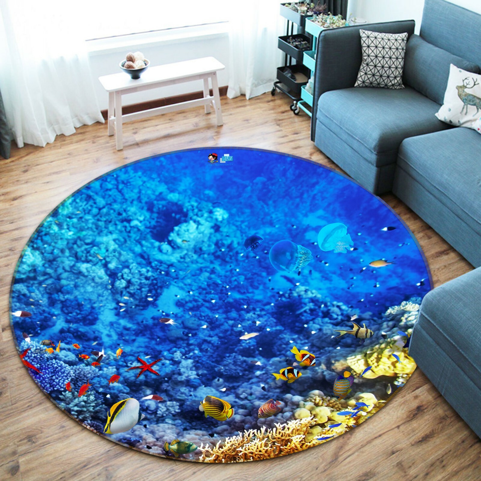 3D Blue Ocean Fish NA12667 Game Rug Mat Elegant Photo Carpet