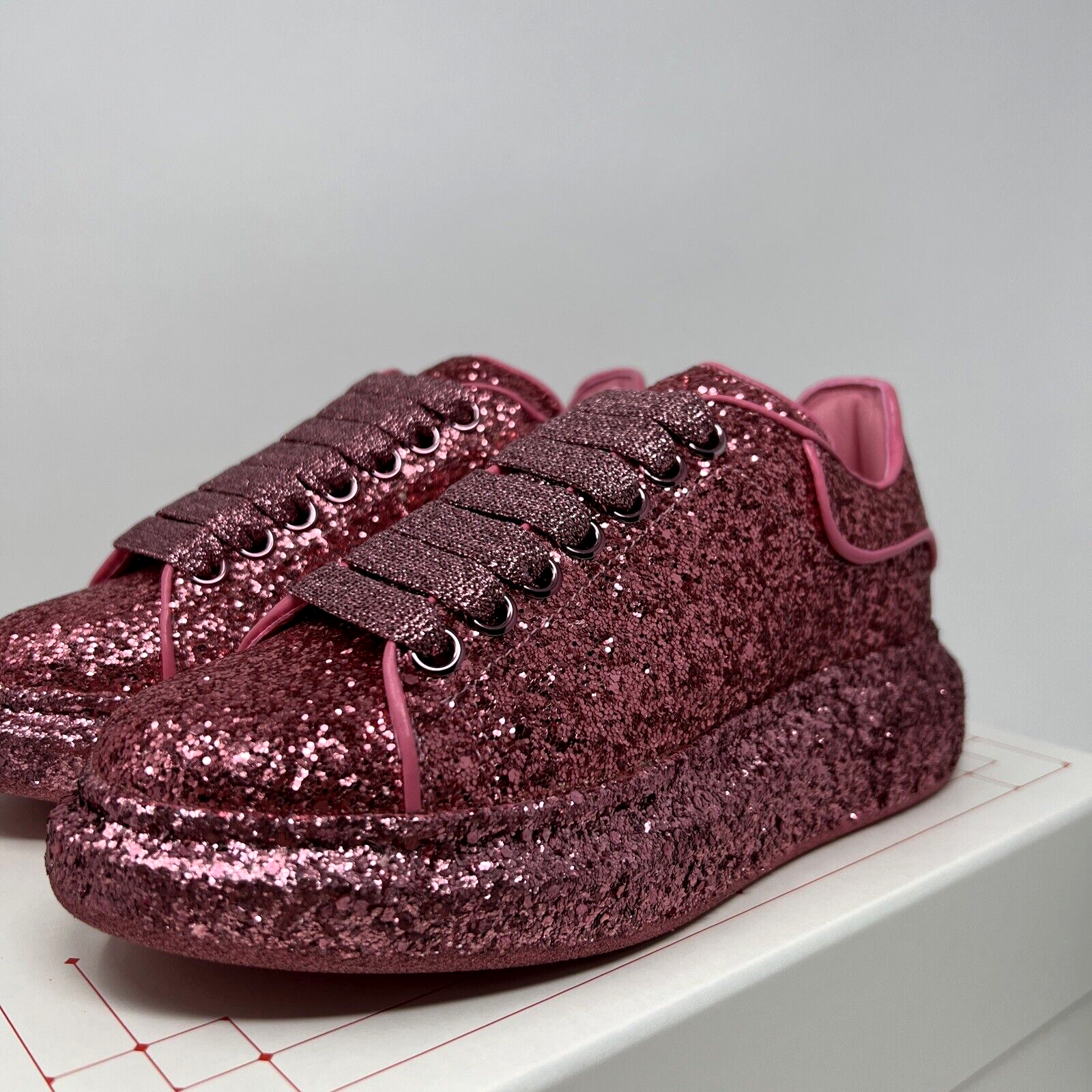 Pre-owned Alexander Mcqueen Oversized Pink Glitter Size 6 Us/ 36 Eu Women's Sneakers