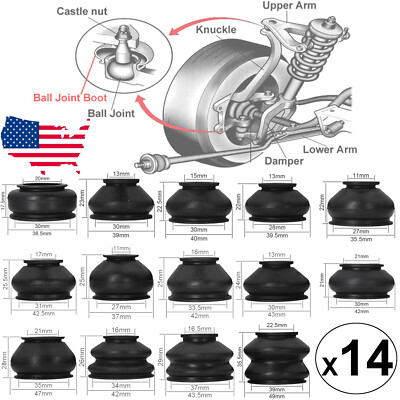 Universal Rubber Tie Rod End Ball Joint Dust Boots Dust Cover Boot Gaiters，Black