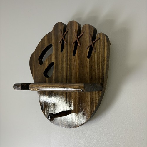 Wooden Baseball Glove Shaped Baseball Bat, Baseball, Hat Holder Wall Decor
