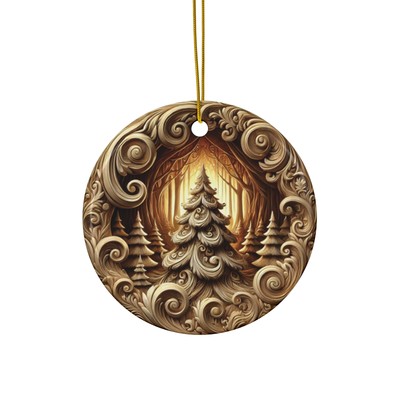 Vintage Christmas Tree Enchanted Forest Ceramic Ornament Elegant Holiday Decor