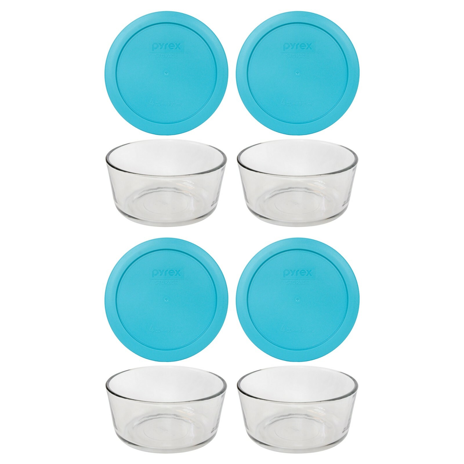 Pyrex 7201 4-Cup Glass Food Storage Bowl w/ 7201-PC Surf Blu