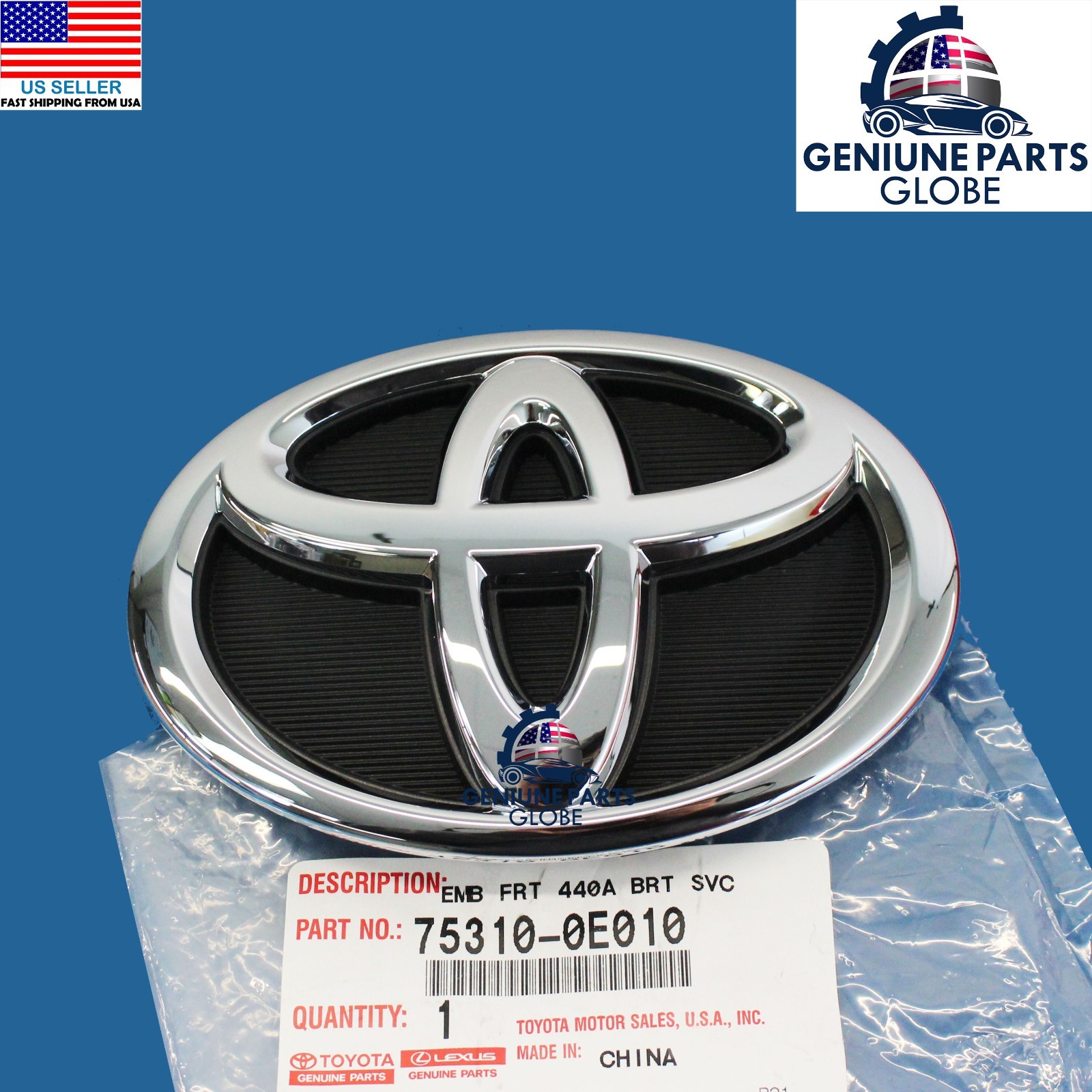 GENUINE TOYOTA 14-16 HIGHLANDER FRONT GRILLE EMBLEM WITHOUT SENSOR 75310-0E010