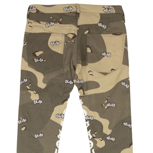Pre-owned Vlone Beige Green Desert Camo Dice 5 Pocket Jeans Size Xl
