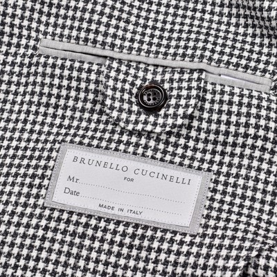 Pre-owned Brunello Cucinelli Men's Wool Blend 3 Button Classic Hounds Tooth Suit In Gray
