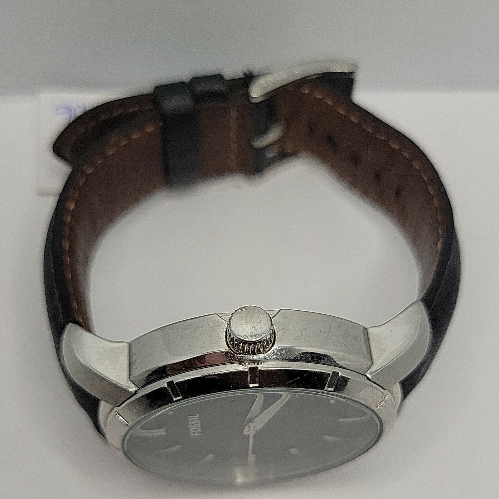 Fossil BQ1284 Men's Black Leather Analog Dial Quartz Genuine Fossil BQ1284 Men's Black Leather Analog Dial Quartz Genuine