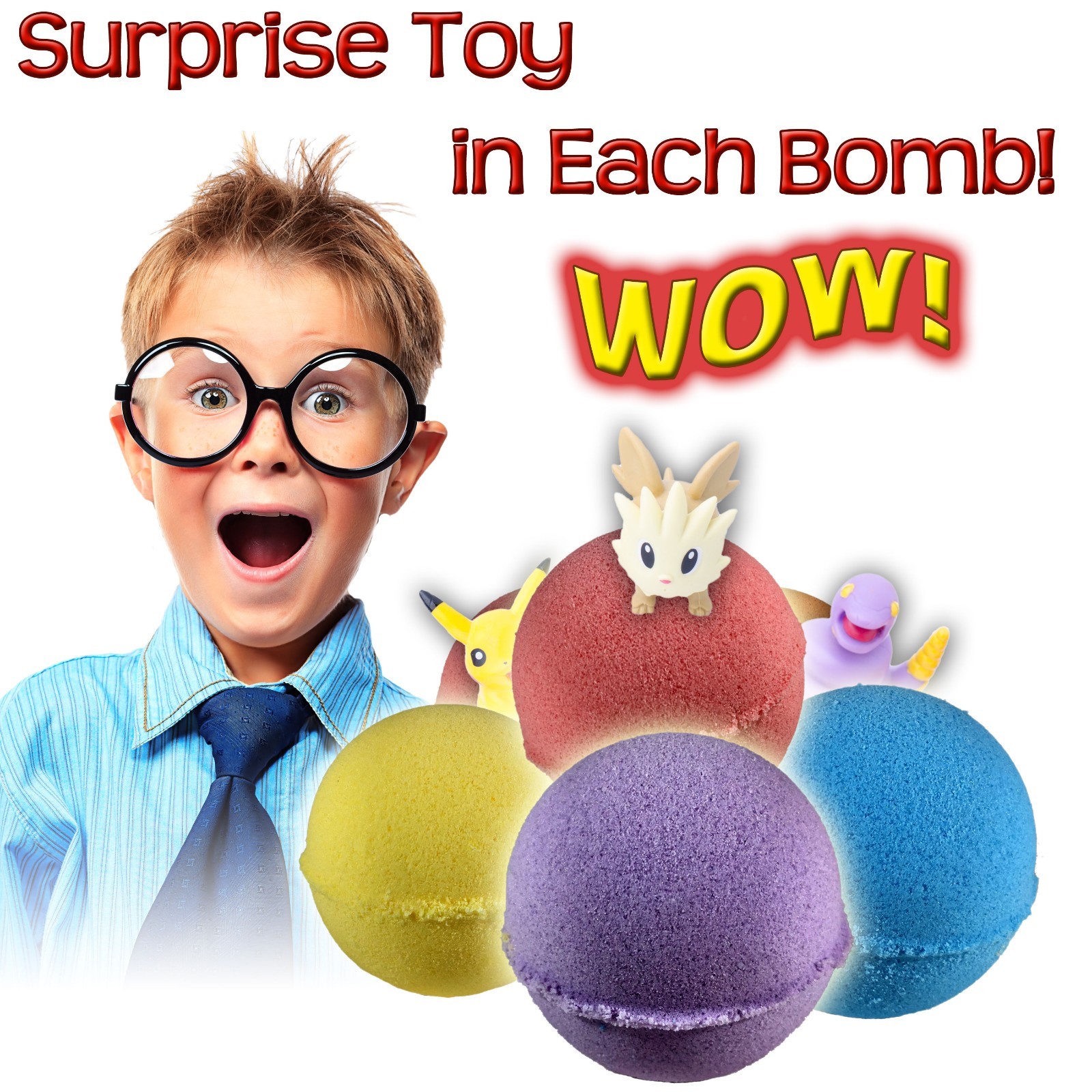 20 Wholesale Bath Bombs For Kids with POKEMON Toys Inside Great Party Favor 5oz