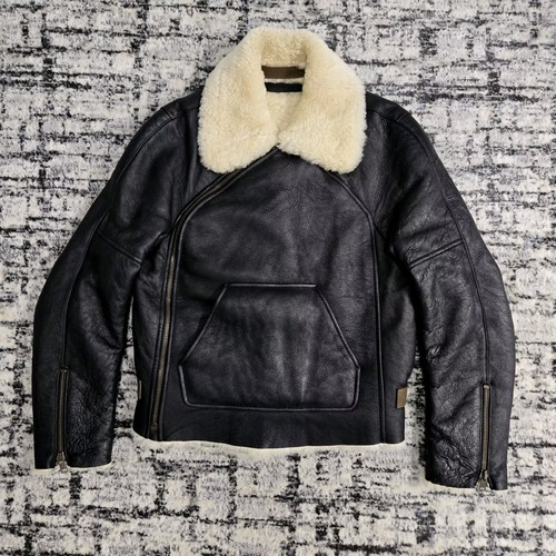 【関税&送料込】Alexander Mcqueen Leather Oversize Aviator J Alexander McQueen Leather Shearling Jacket Medium Italy