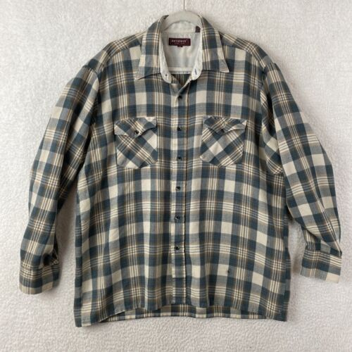 Vintage Anthony's Sports Wear Soft Flannel Blue Green Tan