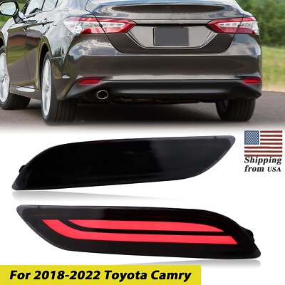 Full LED Bumper Reflector Tail Brake Lights For 2018-2022 Toyota Camry Smoked