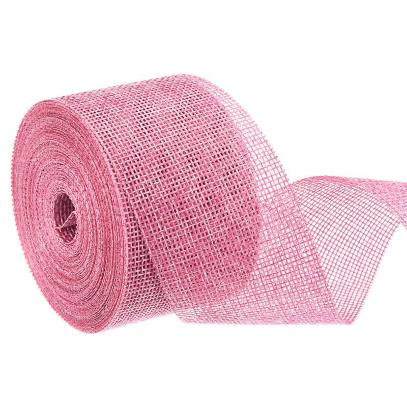 Burlap Ribbon,2 Inch Wide 10 Yards Burlap Wired Ribbon, Pink