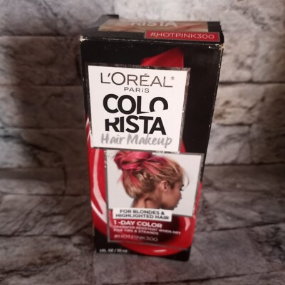 1 Box  L'Oreal Paris Colo Rista Hair Makeup 1-Day Color #Hot Pink 300
