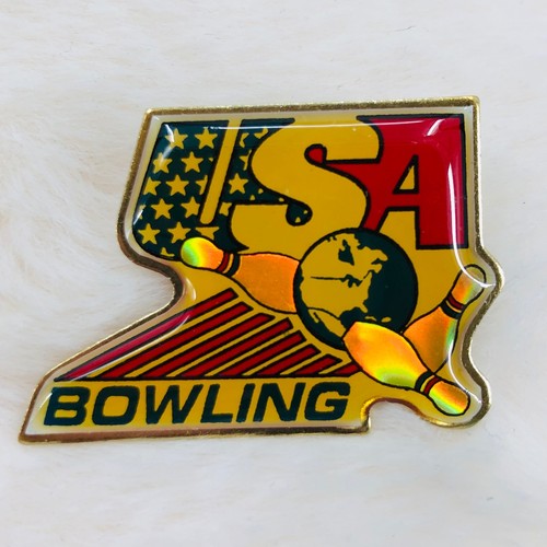 Vtg Team USA Bowling Red White & Blue Souvenir Enamel Lapel Pin
