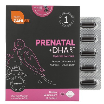 Zahler Prenatal DHA 300 120 мягких капсул без глютена, гарантия качества GMP, кошерная