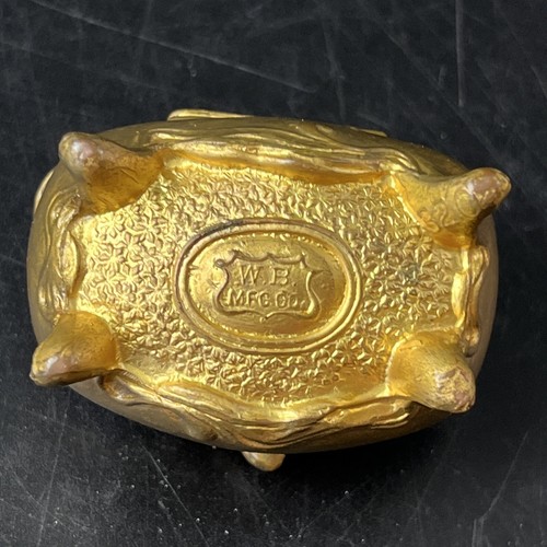 Antique W B Mfg Weidlich Bros Jewelry Casket Trinket Coffin Box Gold Mini Gem 2"