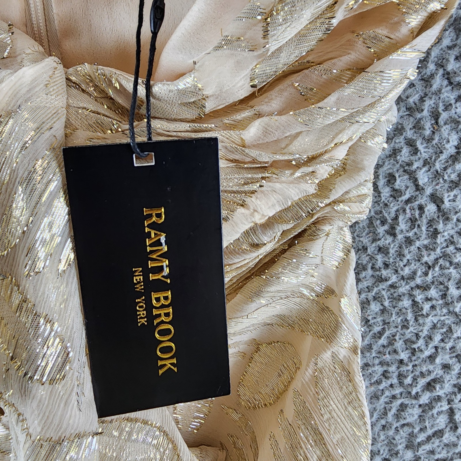 Ramy Brook Goldie Strapless Metallic Silk-Blend Dress Womens 4 Gold Ruffle Front - Picture 7 of 16